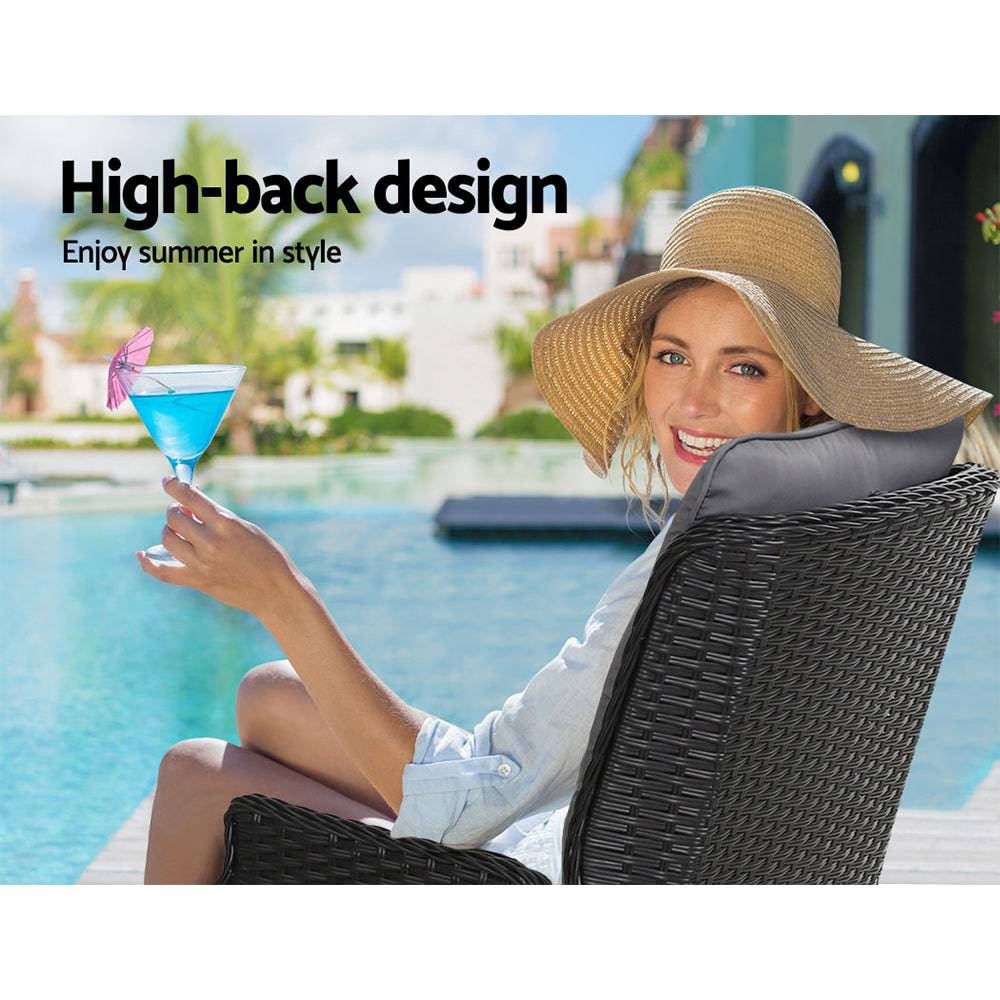Gardeon Recliner Chair Sun lounge Setting Outdoor Furniture Patio Wicker Sofa - SILBERSHELL™