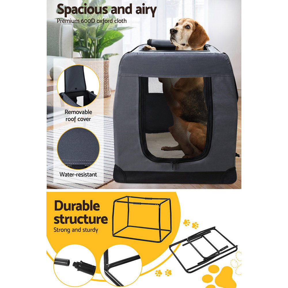 i.Pet Pet Carrier Soft Crate Dog Cat Travel 121x80CM Portable Foldable Car 4XL - SILBERSHELL