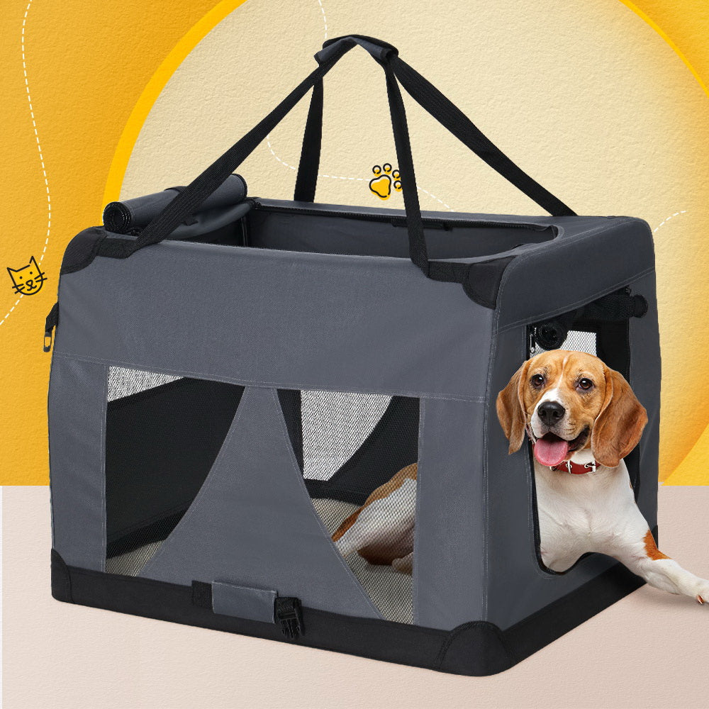 i.Pet Pet Carrier Soft Crate Dog Cat Travel 121x80CM Portable Foldable Car 4XL - SILBERSHELL