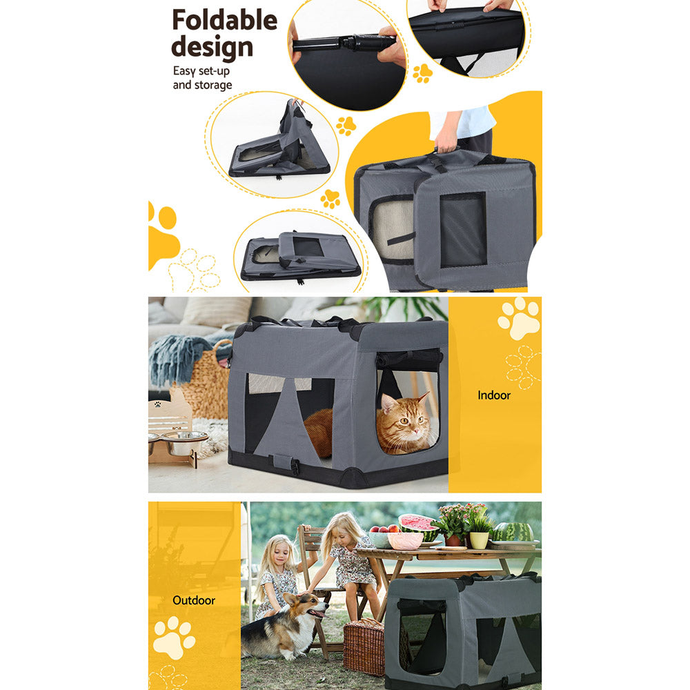 i.Pet Pet Carrier Soft Crate Dog Cat Travel 82x58CM Portable Foldable Car XL - SILBERSHELL