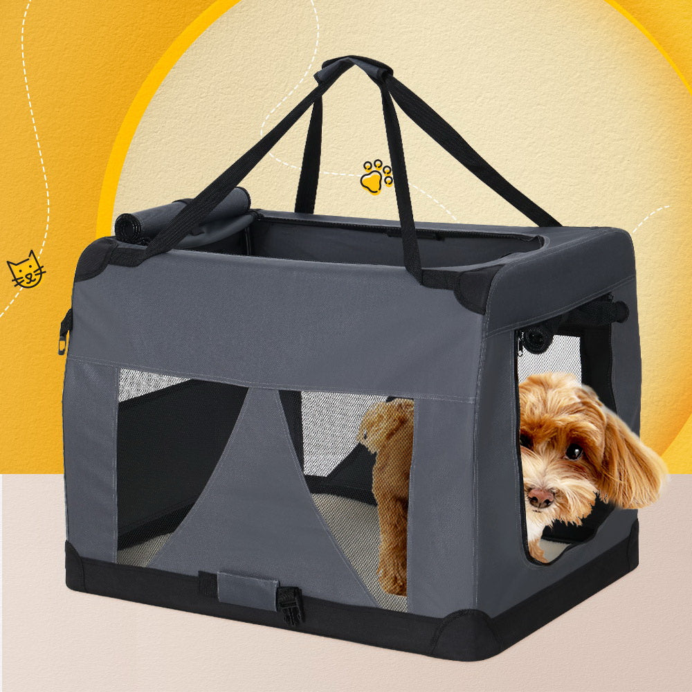 i.Pet Pet Carrier Soft Crate Dog Cat Travel 82x58CM Portable Foldable Car XL - SILBERSHELL
