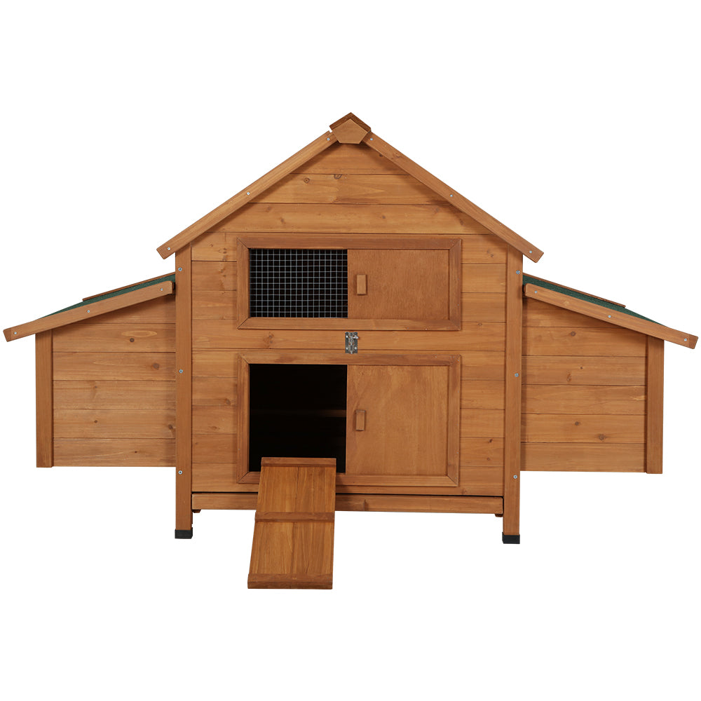 i.Pet Chicken Coop Rabbit Hutch 150cm x 68cm x 96cm Large House Run Cage Wooden Outdoor Pet Enclosure - SILBERSHELL