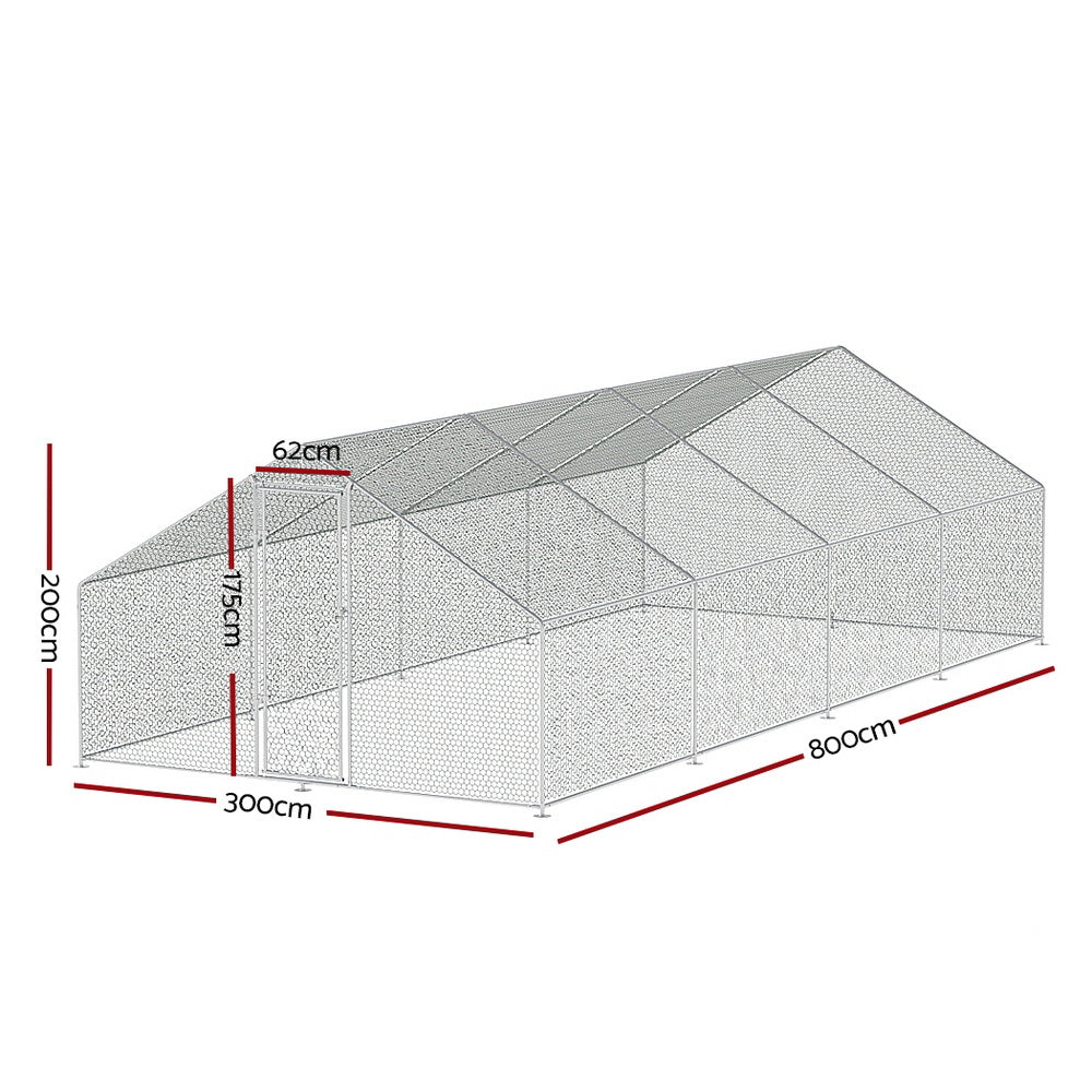 i.Pet Chicken Coop Cage Run Rabbit Hutch Large Walk In Hen House Cover 8mx3mx2m - SILBERSHELL