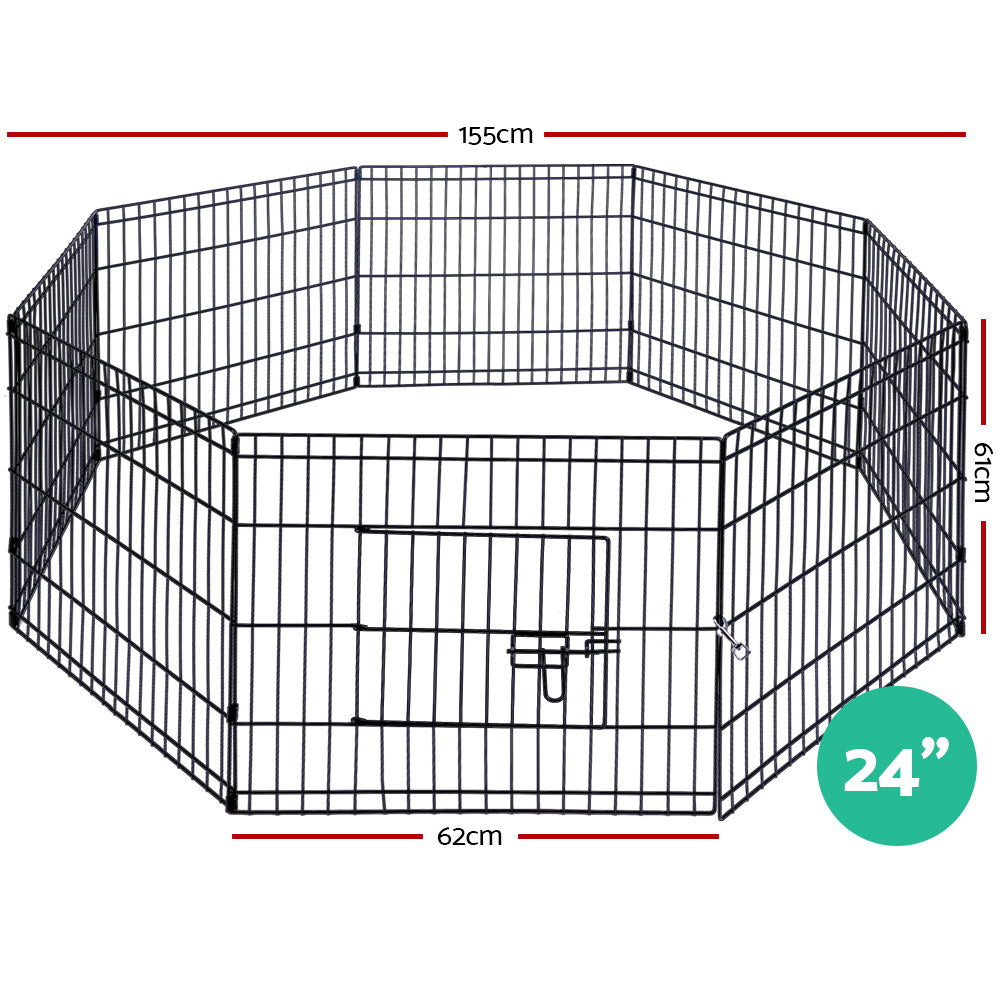 i.Pet Pet Dog Playpen 24" 8 Panel Puppy Exercise Cage Enclosure Fence - SILBERSHELL