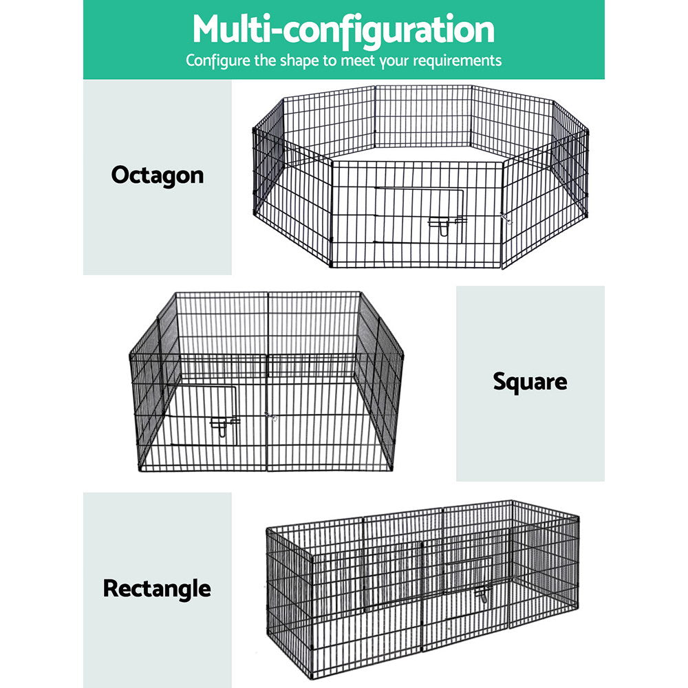 i.Pet Pet Dog Playpen 24" 8 Panel Puppy Exercise Cage Enclosure Fence - SILBERSHELL