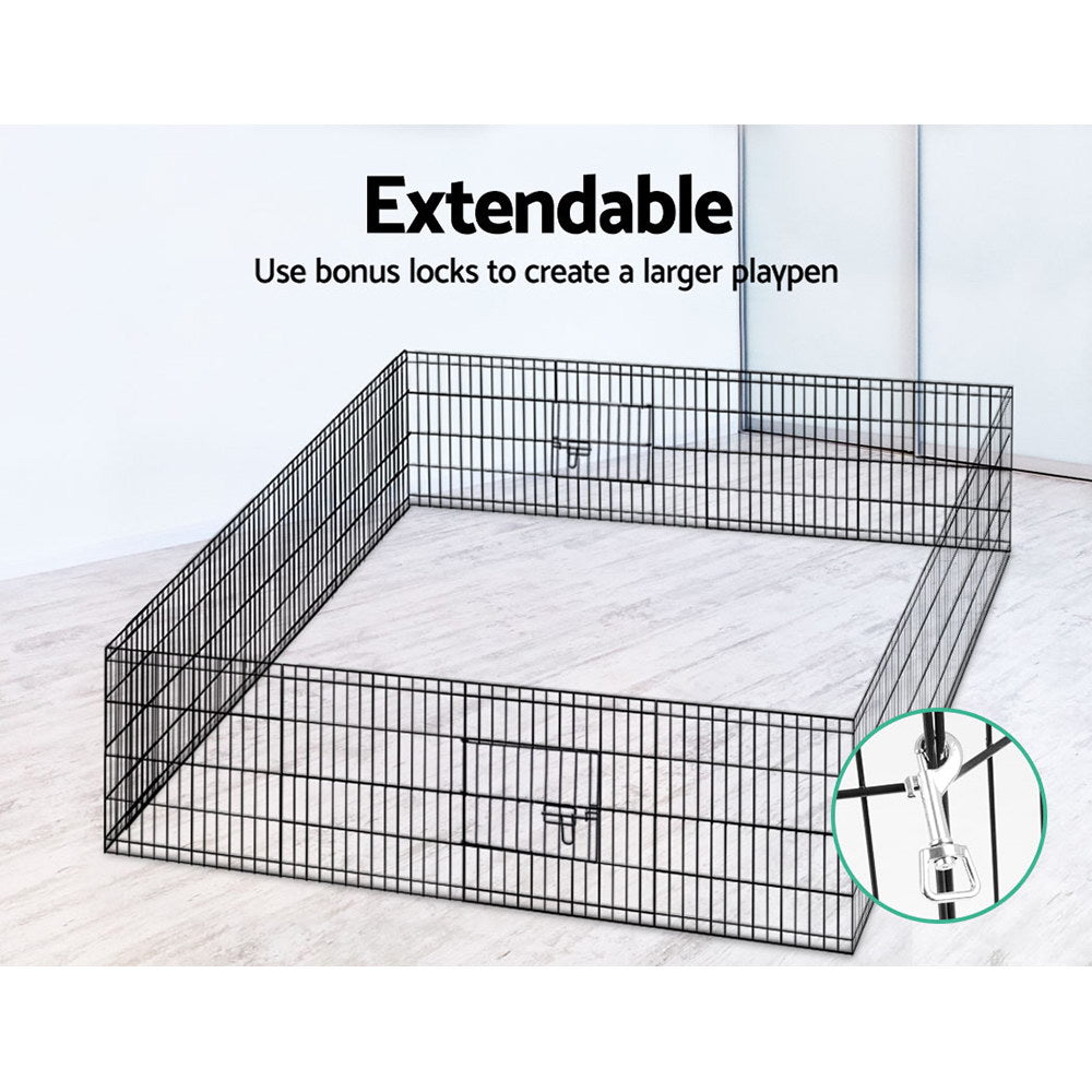 i.Pet Pet Dog Playpen 24" 8 Panel Puppy Exercise Cage Enclosure Fence - SILBERSHELL