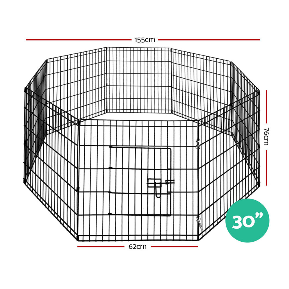 i.Pet Pet Playpen Dog Playpen 30" 8 Panel Puppy Exercise Cage Enclosure Fence - SILBERSHELL