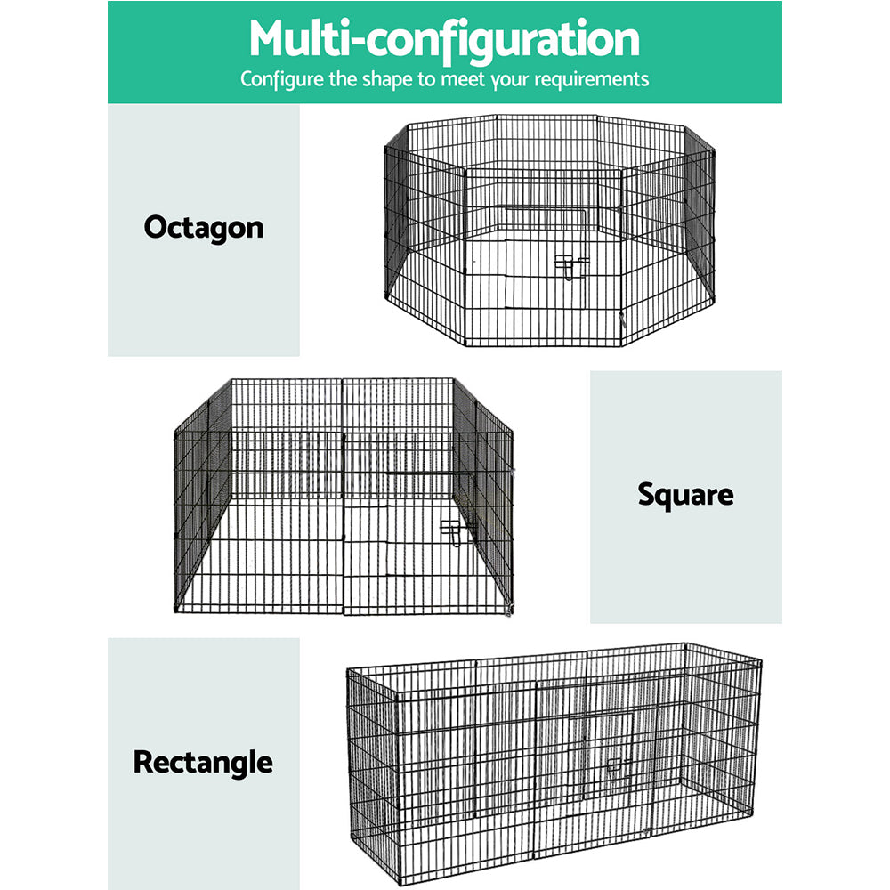 i.Pet Pet Playpen Dog Playpen 30" 8 Panel Puppy Exercise Cage Enclosure Fence - SILBERSHELL