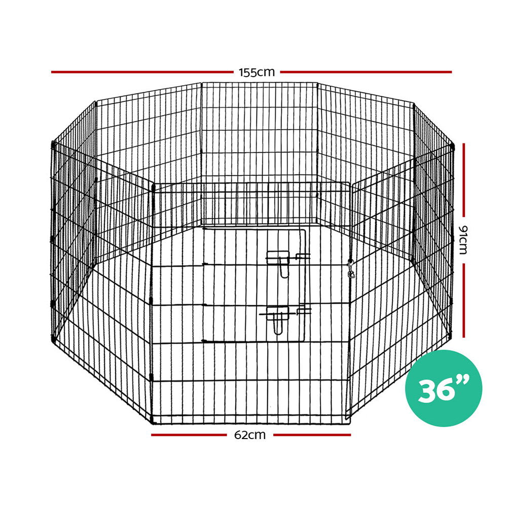 i.Pet Pet Dog Playpen 36" 8 Panel Puppy Exercise Cage Enclosure Fence - SILBERSHELL