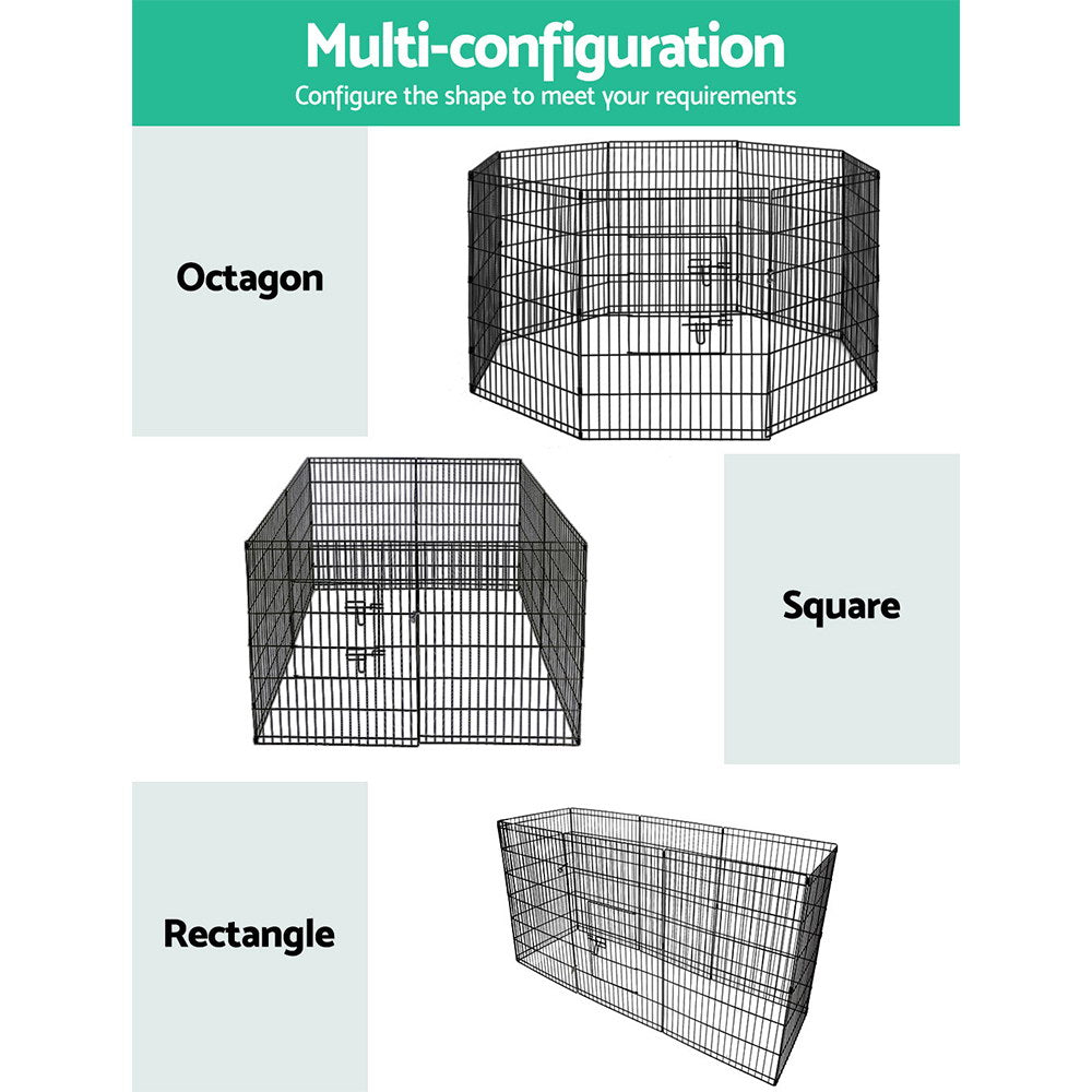 i.Pet Pet Dog Playpen 36" 8 Panel Puppy Exercise Cage Enclosure Fence - SILBERSHELL