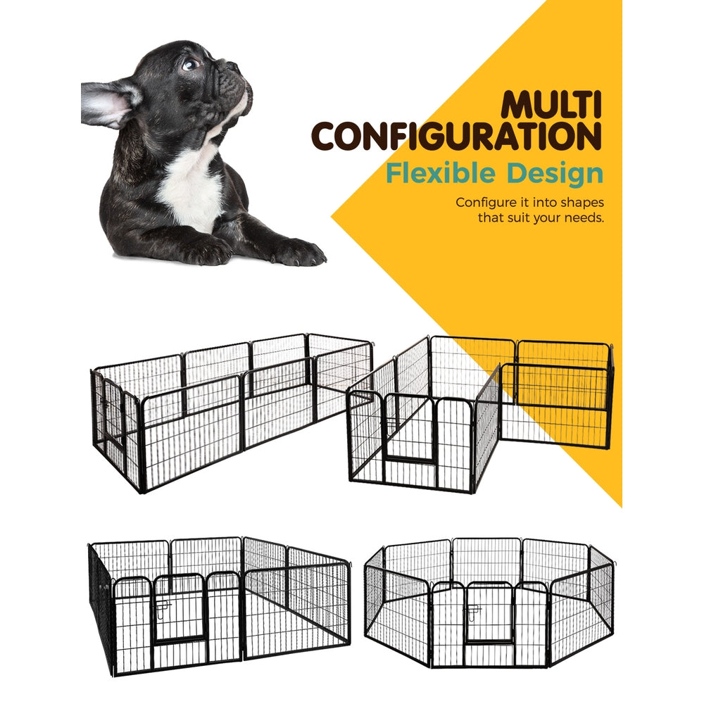 i.Pet Dog Playpen Pet Playpen 8 Panel Puppy Exercise Cage Enclosure Fence 80x60cm - SILBERSHELL