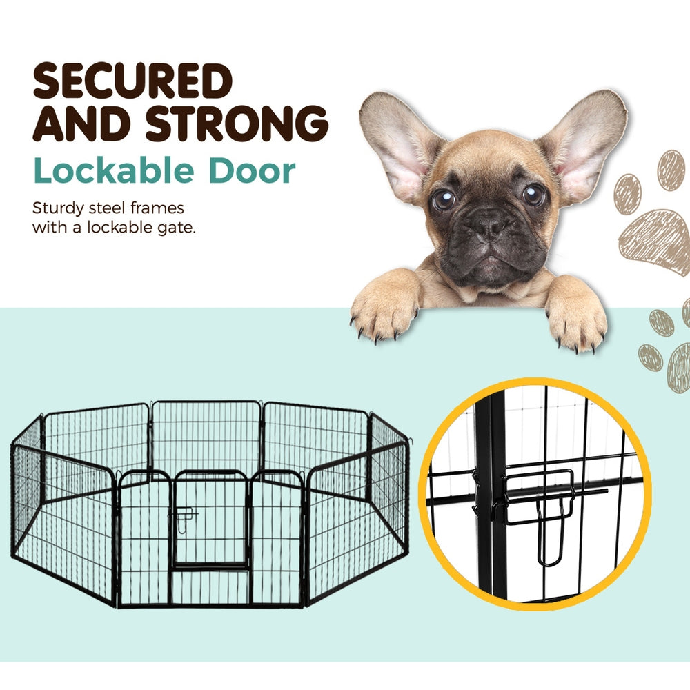 i.Pet Dog Playpen Pet Playpen 8 Panel Puppy Exercise Cage Enclosure Fence 80x60cm - SILBERSHELL