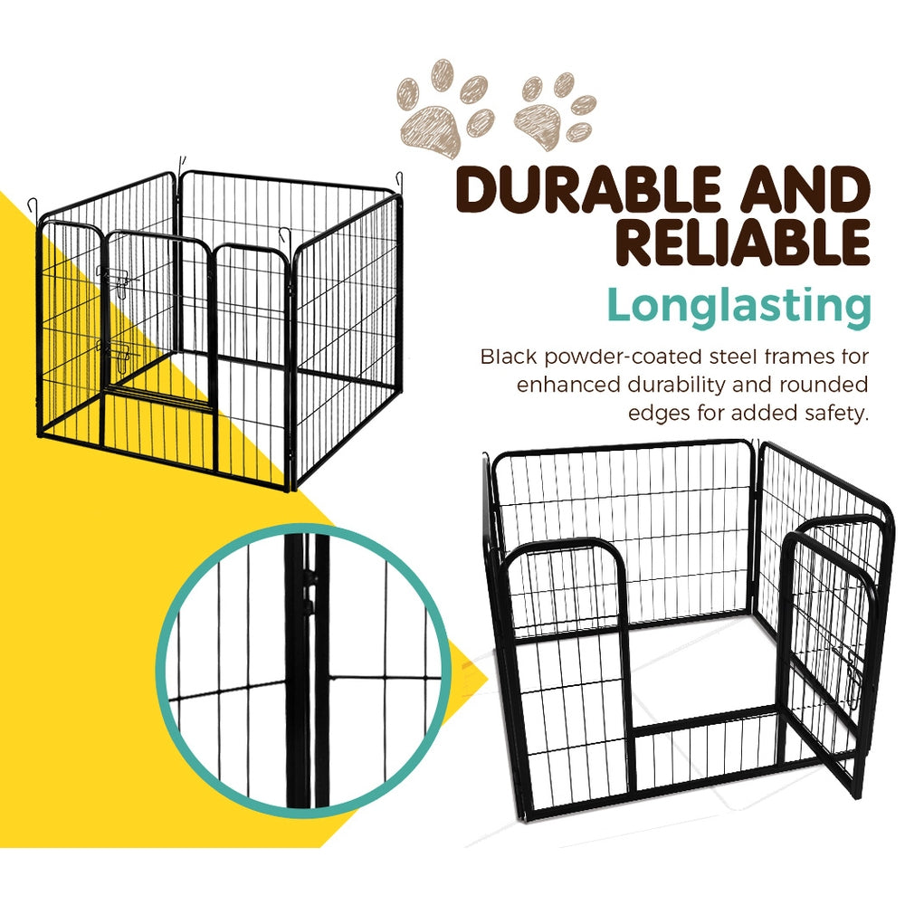 i.Pet Dog Playpen Pet Playpen 8 Panel Puppy Exercise Cage Enclosure Fence 80x60cm - SILBERSHELL