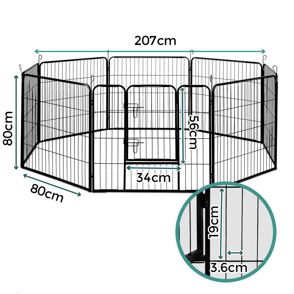 i.Pet Pet Playpen Dog Playpen 8 Panel Exercise Cage Enclosure Fence 80x80cm - SILBERSHELL