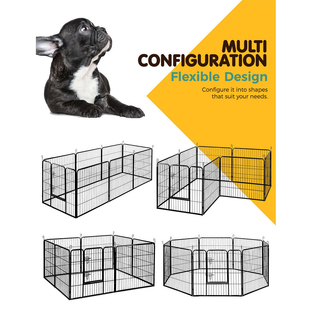 i.Pet Pet Playpen Dog Playpen 8 Panel Exercise Cage Enclosure Fence 80x80cm - SILBERSHELL