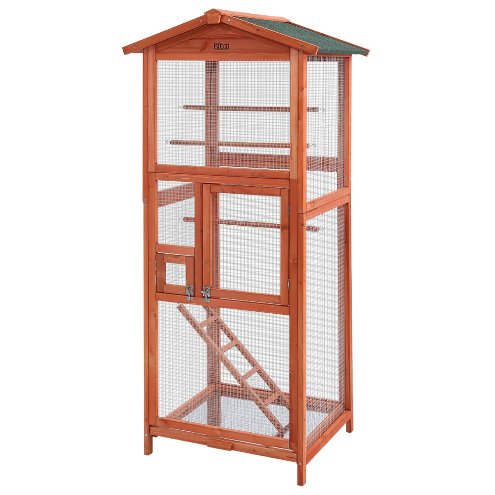 i.Pet Bird Cage 72cm x 60cm x 168cm Pet Cages Large Aviary Parrot Carrier Travel Canary Wooden XL - SILBERSHELL