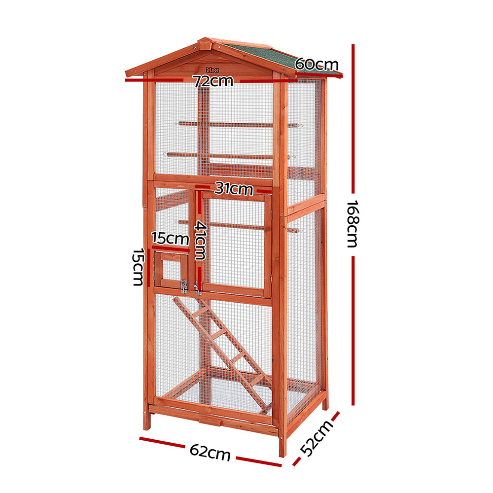 i.Pet Bird Cage 72cm x 60cm x 168cm Pet Cages Large Aviary Parrot Carrier Travel Canary Wooden XL - SILBERSHELL