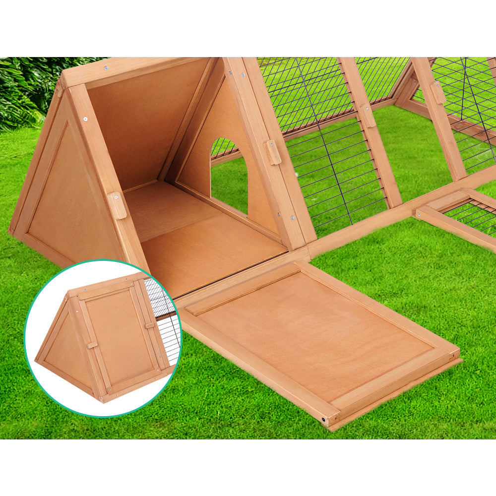 i.Pet Rabbit Hutch 119cm x 51cm x 44cm Chicken Coop Large Run Wooden Cage Outdoor - SILBERSHELL