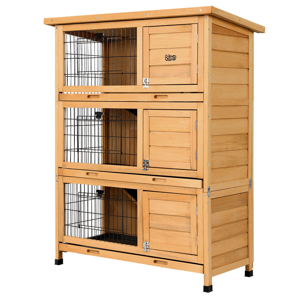 i.Pet Rabbit Hutch 91.5cm x 46cm x 116.5cm Chicken Coop Large House Cage Run Wooden Bunny Outdoor - SILBERSHELL