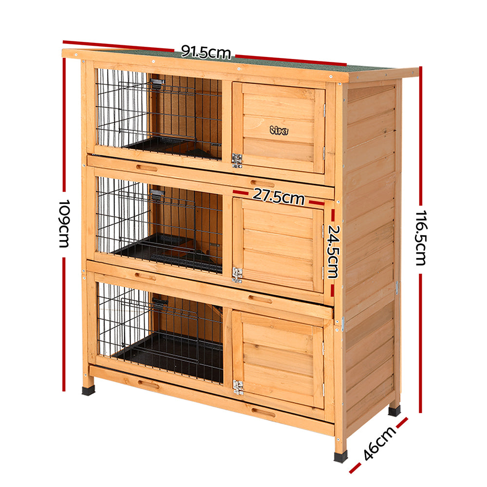 i.Pet Rabbit Hutch 91.5cm x 46cm x 116.5cm Chicken Coop Large House Cage Run Wooden Bunny Outdoor - SILBERSHELL