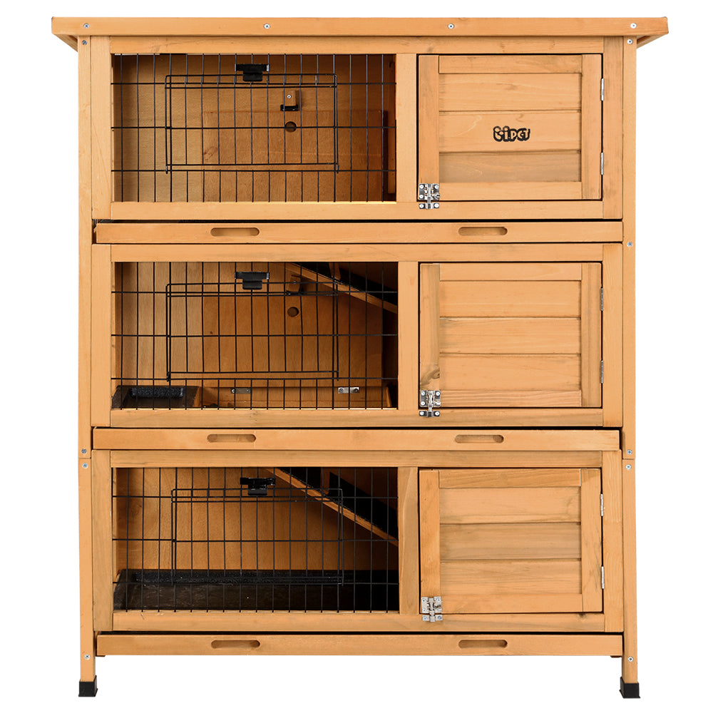 i.Pet Rabbit Hutch 91.5cm x 46cm x 116.5cm Chicken Coop Large House Cage Run Wooden Bunny Outdoor - SILBERSHELL