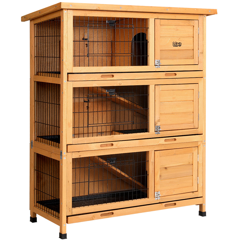 i.Pet Rabbit Hutch 91.5cm x 46cm x 116.5cm Chicken Coop Large House Cage Run Wooden Bunny Outdoor - SILBERSHELL