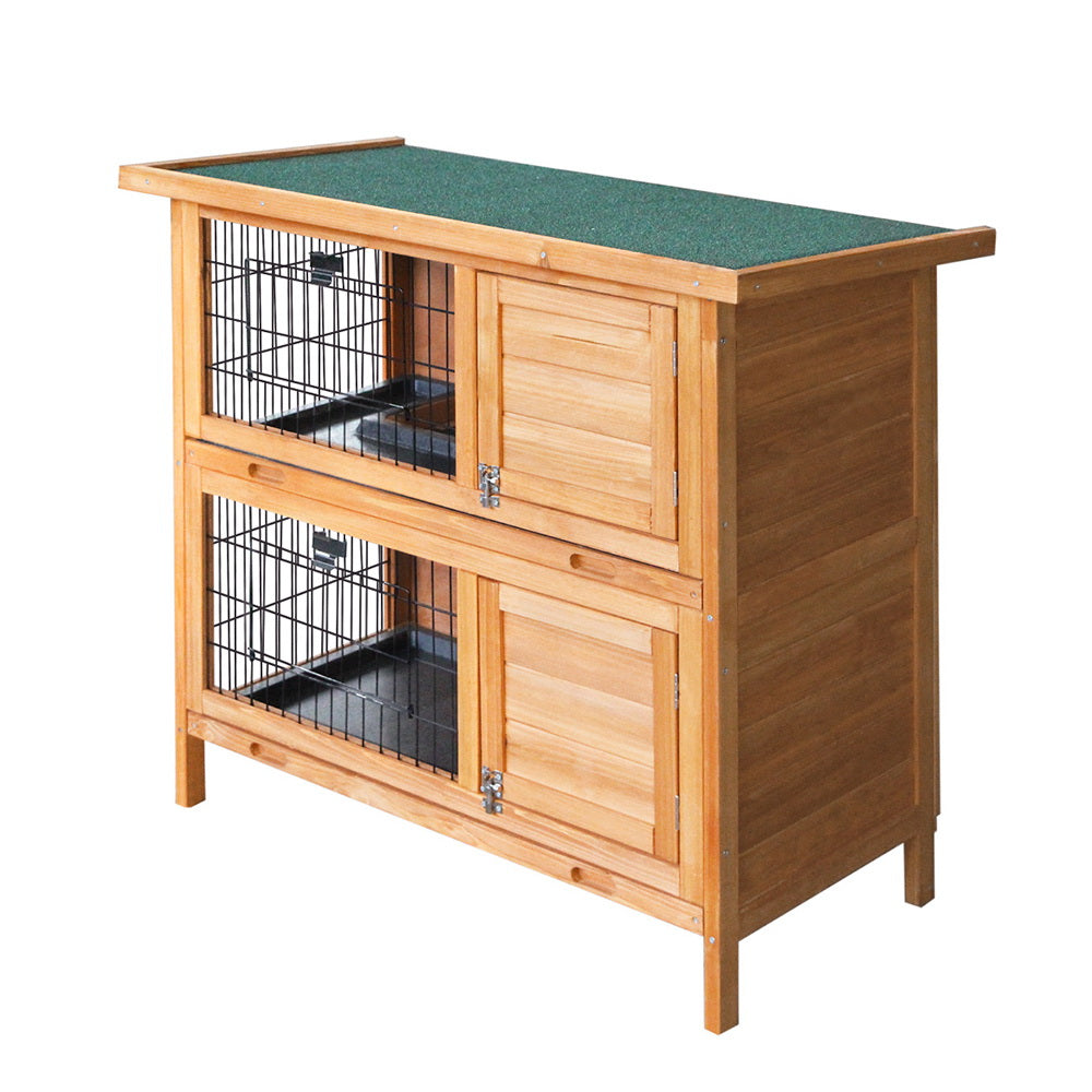 i.Pet Rabbit Hutch 91.5cm x 45cm x 82cm Chicken Coop Large Wooden House Run Cage Pet Bunny - SILBERSHELL