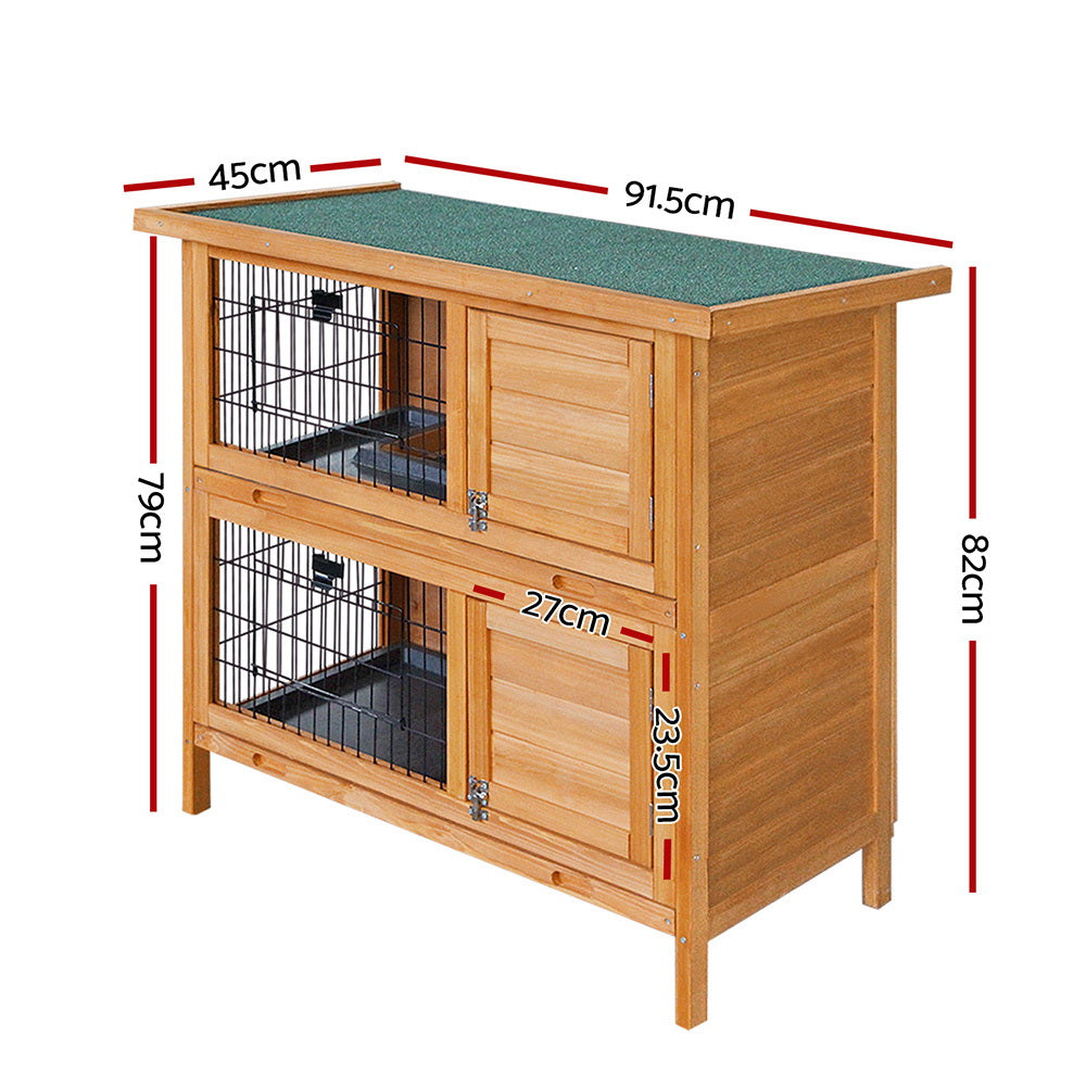 i.Pet Rabbit Hutch 91.5cm x 45cm x 82cm Chicken Coop Large Wooden House Run Cage Pet Bunny - SILBERSHELL