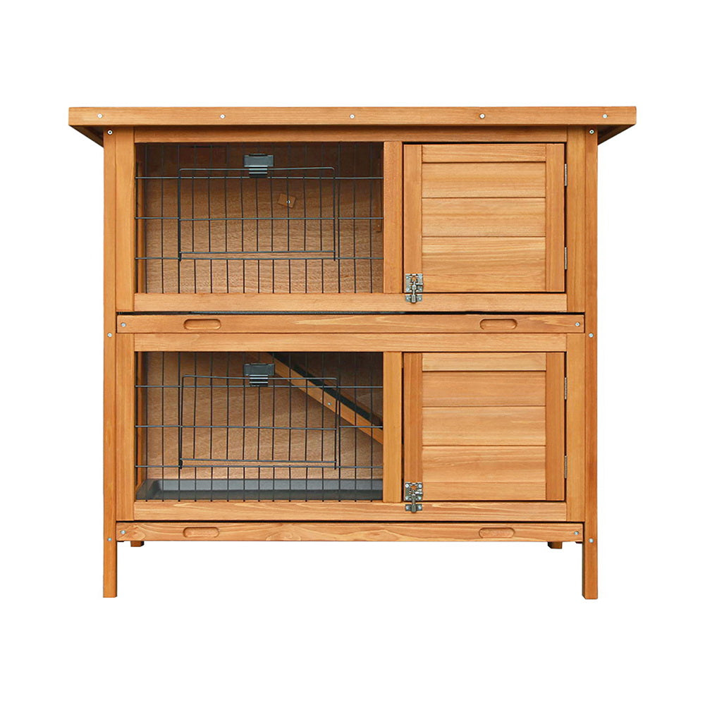 i.Pet Rabbit Hutch 91.5cm x 45cm x 82cm Chicken Coop Large Wooden House Run Cage Pet Bunny - SILBERSHELL