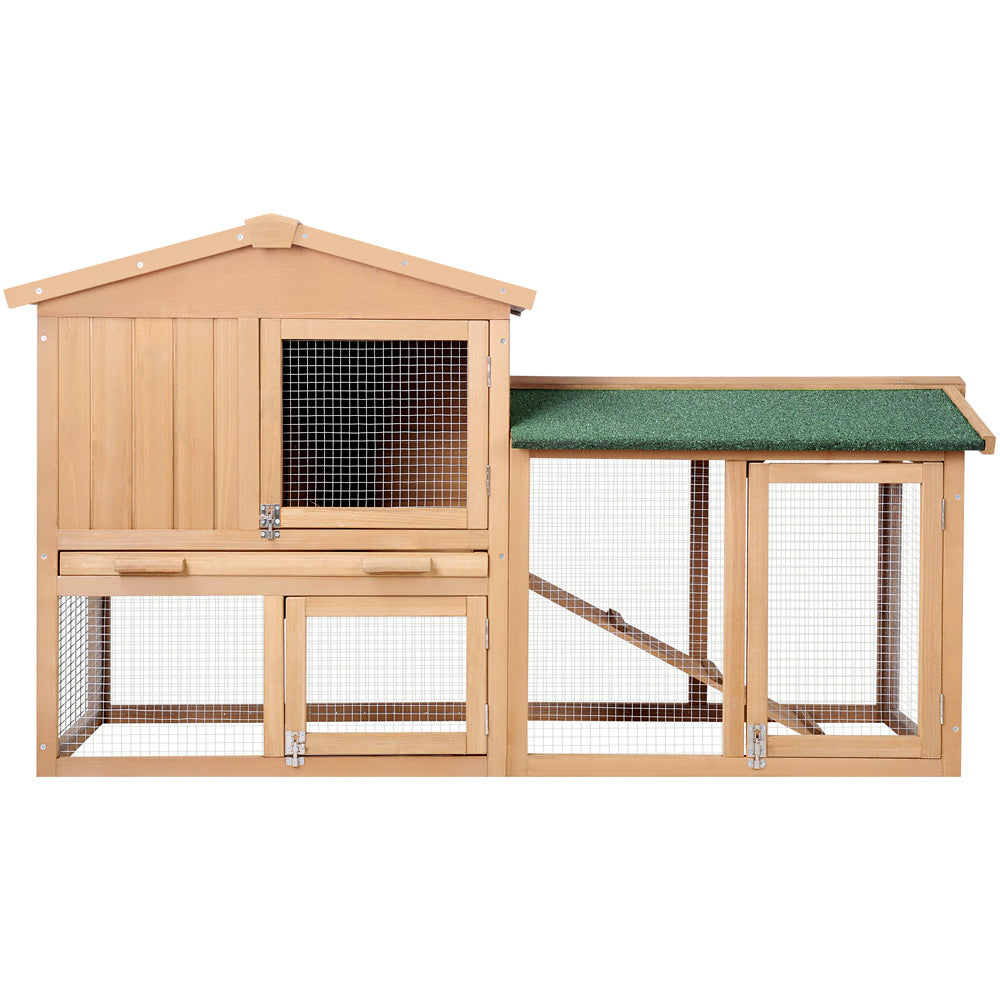 i.Pet Chicken Coop Rabbit Hutch 138cm x 44cm x 85cm Large House Run Cage Wooden Outdoor - SILBERSHELL