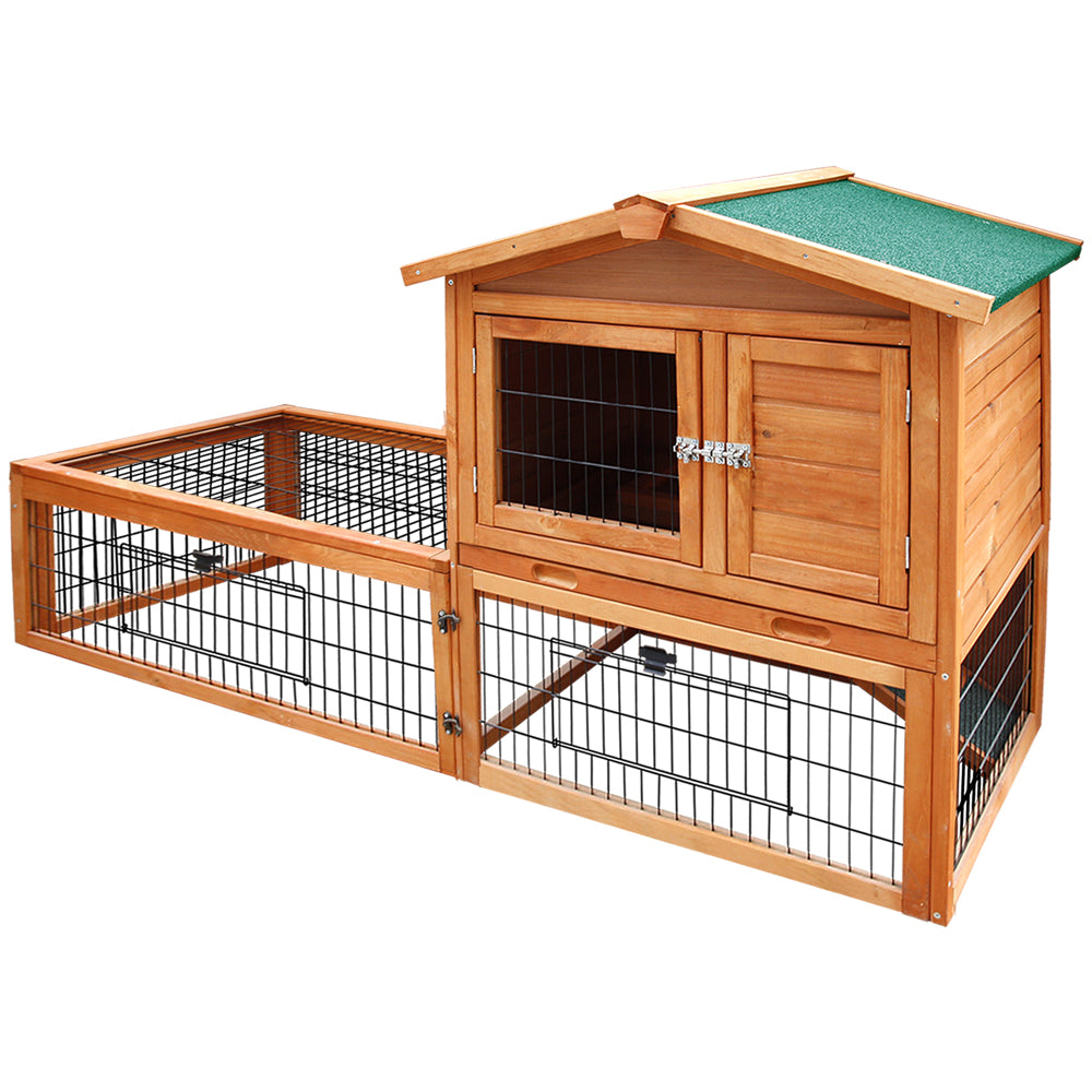 i.Pet Chicken Coop 155cm x 49cm x 90cm Rabbit Hutch Large Run Wooden Cage House Outdoor - SILBERSHELL
