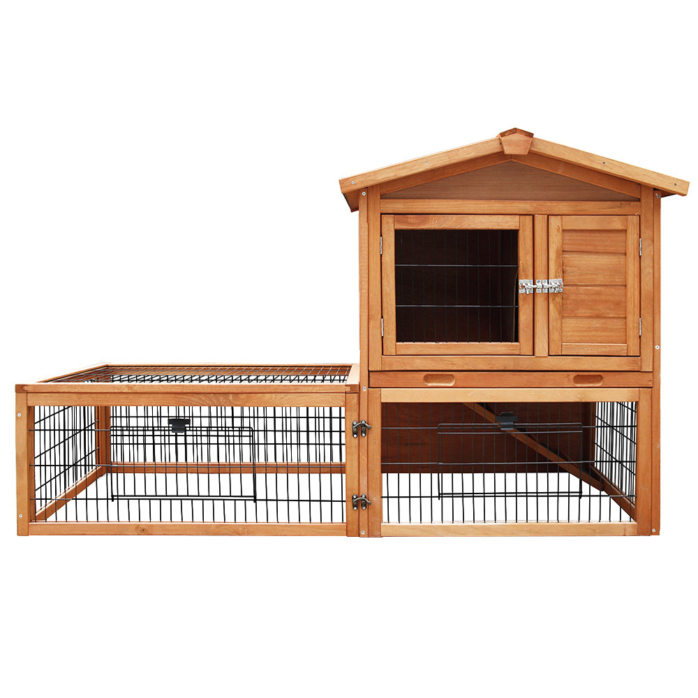 i.Pet Chicken Coop 155cm x 49cm x 90cm Rabbit Hutch Large Run Wooden Cage House Outdoor - SILBERSHELL