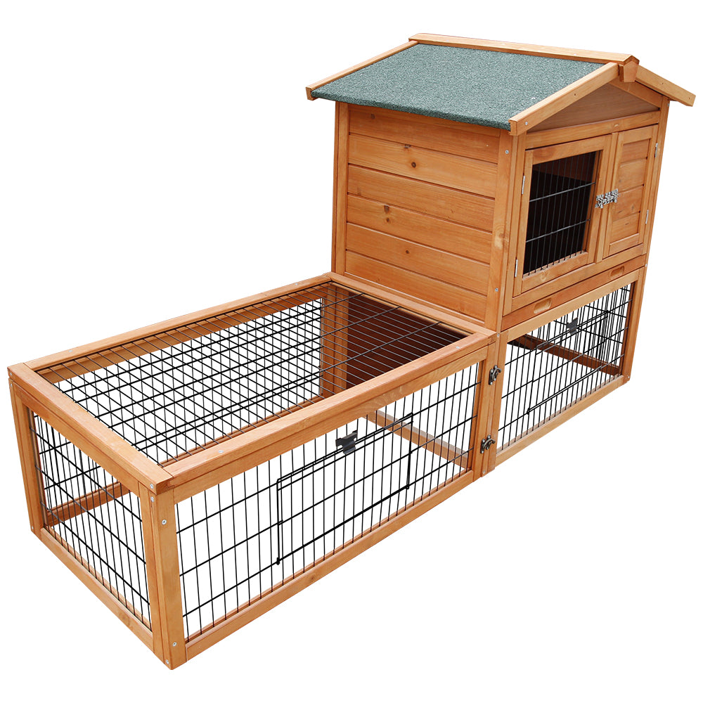 i.Pet Chicken Coop 155cm x 49cm x 90cm Rabbit Hutch Large Run Wooden Cage House Outdoor - SILBERSHELL