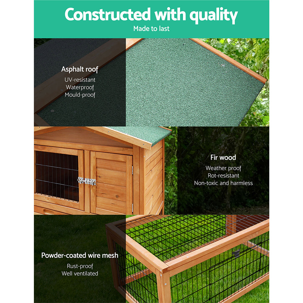 i.Pet Chicken Coop 155cm x 49cm x 90cm Rabbit Hutch Large Run Wooden Cage House Outdoor - SILBERSHELL