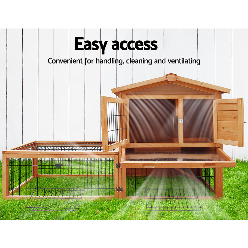 i.Pet Chicken Coop 155cm x 49cm x 90cm Rabbit Hutch Large Run Wooden Cage House Outdoor - SILBERSHELL