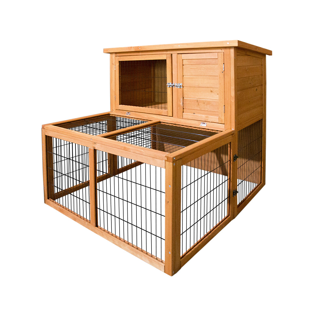 i.Pet Chicken Coop 96cm x 96cm x 100cm Rabbit Hutch Large Run Wooden Cage Outdoor House - SILBERSHELL