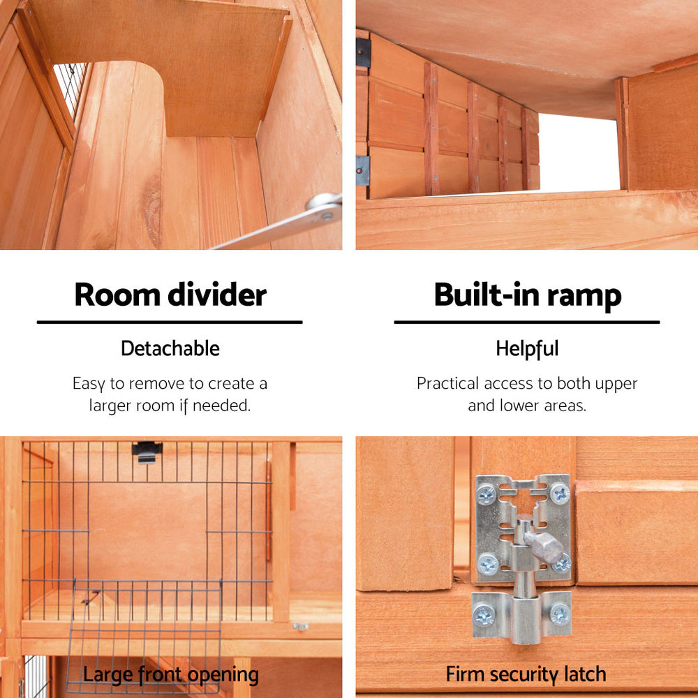 i.Pet Chicken Coop 88cm x 40cm x 76cm Rabbit Hutch Large House Run Wooden Cage Outdoor - SILBERSHELL