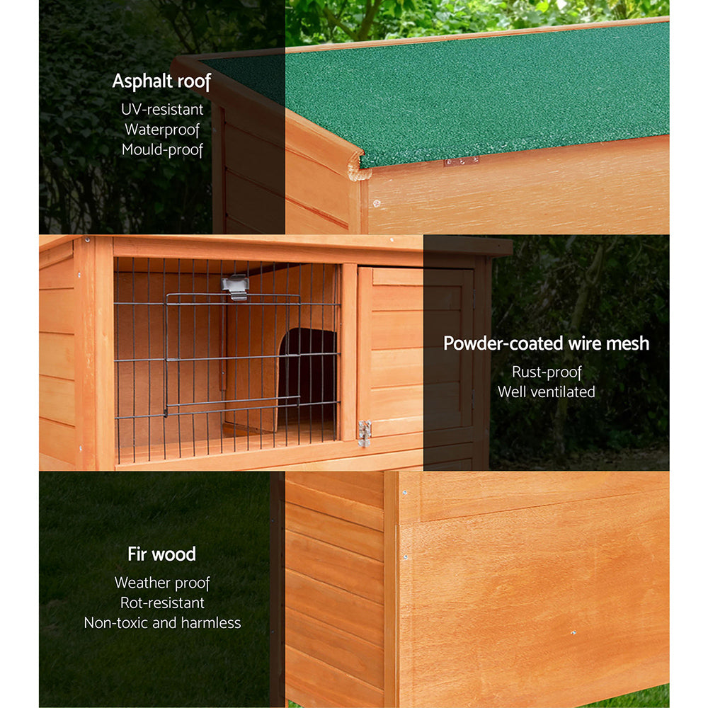 i.Pet Chicken Coop 88cm x 40cm x 76cm Rabbit Hutch Large House Run Wooden Cage Outdoor - SILBERSHELL