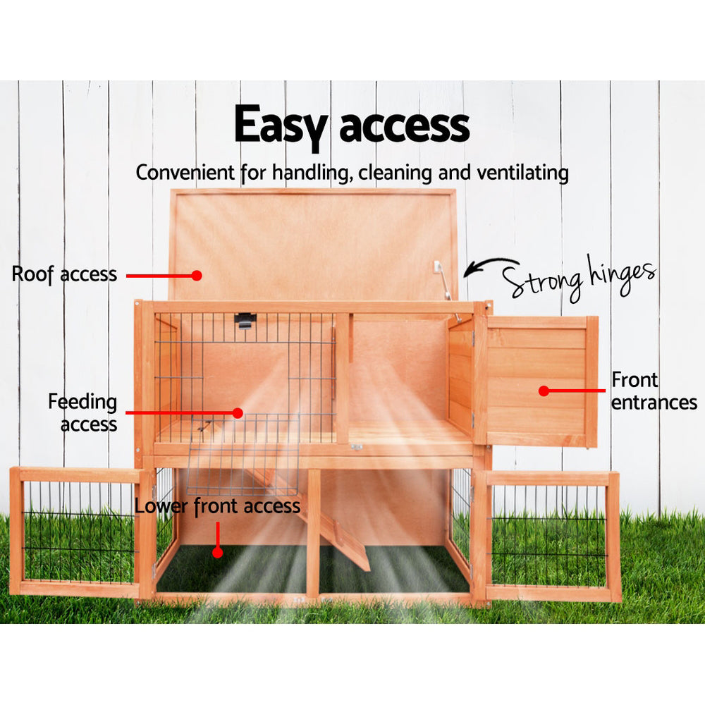 i.Pet Chicken Coop 88cm x 40cm x 76cm Rabbit Hutch Large House Run Wooden Cage Outdoor - SILBERSHELL