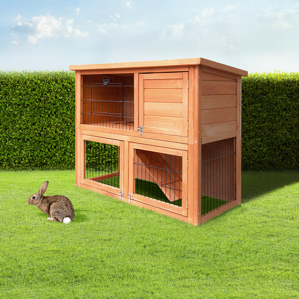 i.Pet Chicken Coop 88cm x 40cm x 76cm Rabbit Hutch Large House Run Wooden Cage Outdoor - SILBERSHELL