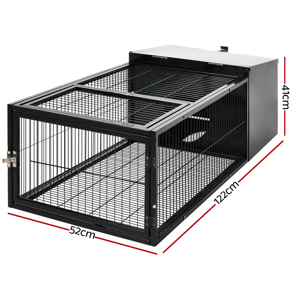 i.Pet Rabbit Cage Hutch Cages Indoor Outdoor Hamster Enclosure Pet Metal Carrier 122CM Length - SILBERSHELL