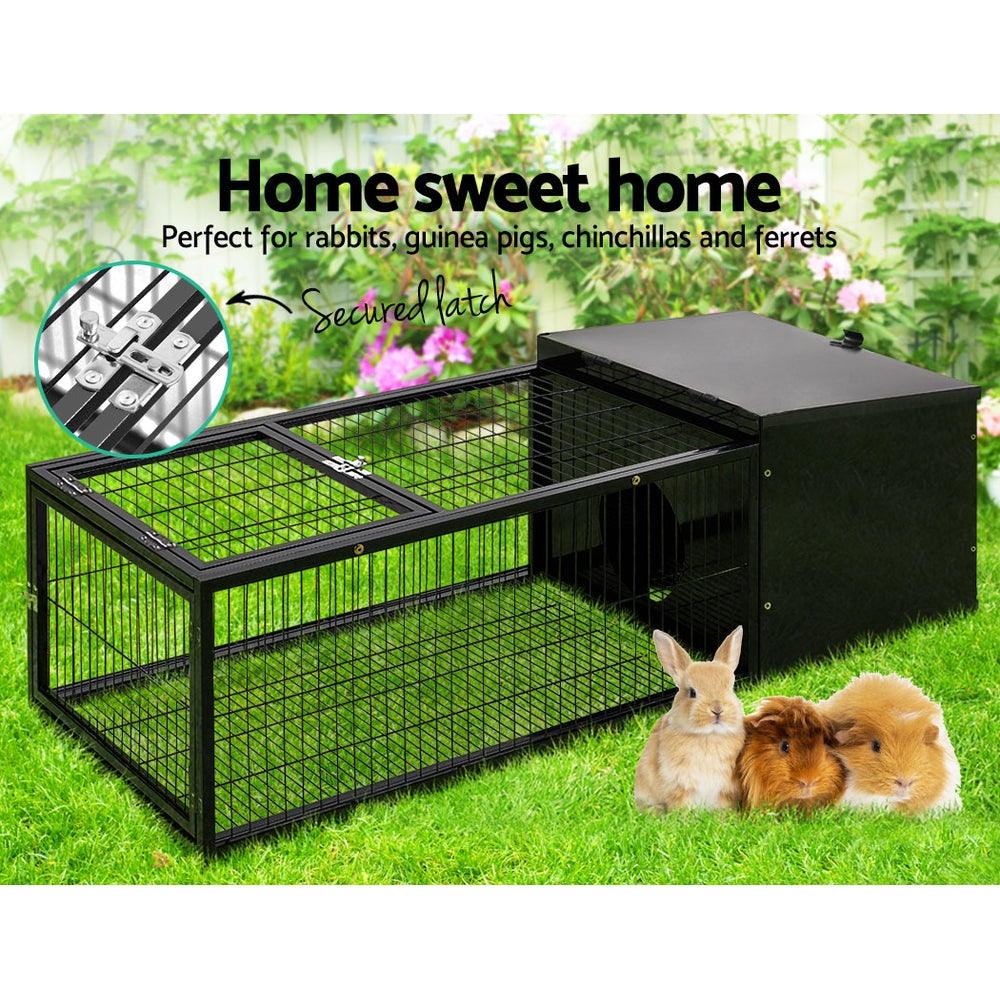 i.Pet Rabbit Cage Hutch Cages Indoor Outdoor Hamster Enclosure Pet Metal Carrier 122CM Length - SILBERSHELL