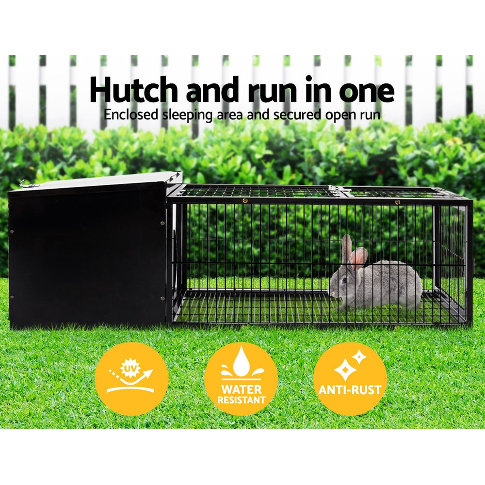 i.Pet Rabbit Cage Hutch Cages Indoor Outdoor Hamster Enclosure Pet Metal Carrier 122CM Length - SILBERSHELL