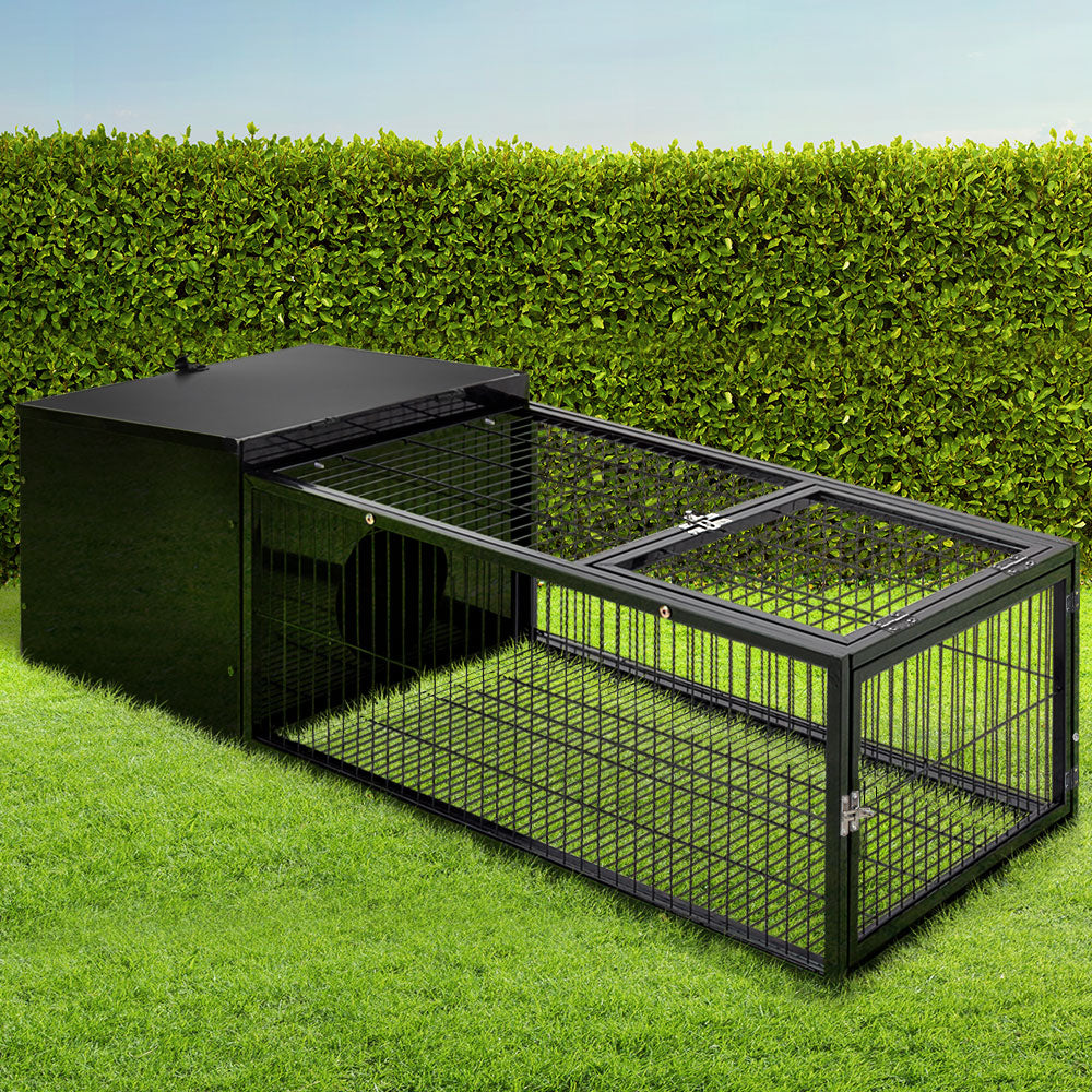 i.Pet Rabbit Cage Hutch Cages Indoor Outdoor Hamster Enclosure Pet Metal Carrier 122CM Length - SILBERSHELL