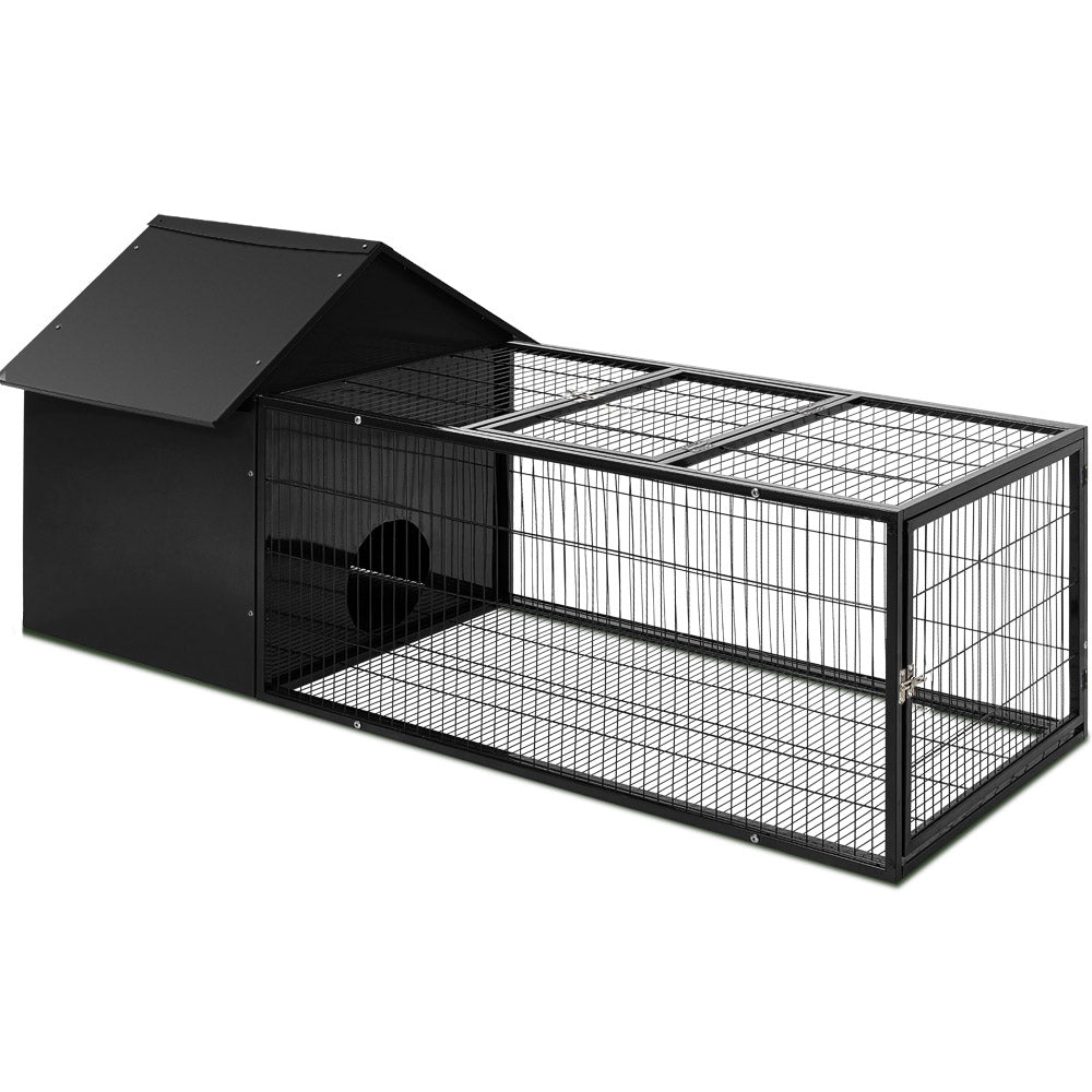 i.Pet Rabbit Cage Hutch Cages Indoor Outdoor Hamster Enclosure Pet Metal Carrier 162CM Length - SILBERSHELL