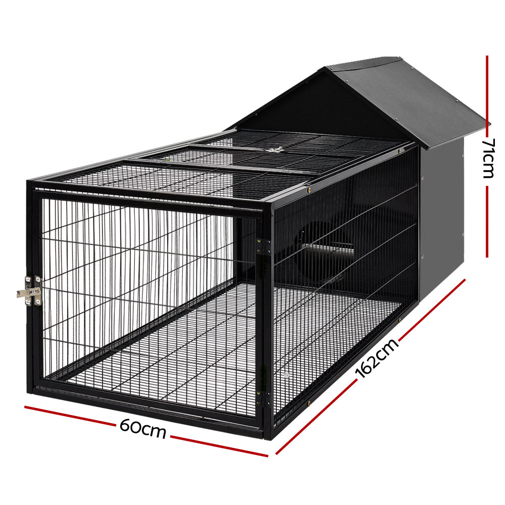 i.Pet Rabbit Cage Hutch Cages Indoor Outdoor Hamster Enclosure Pet Metal Carrier 162CM Length - SILBERSHELL