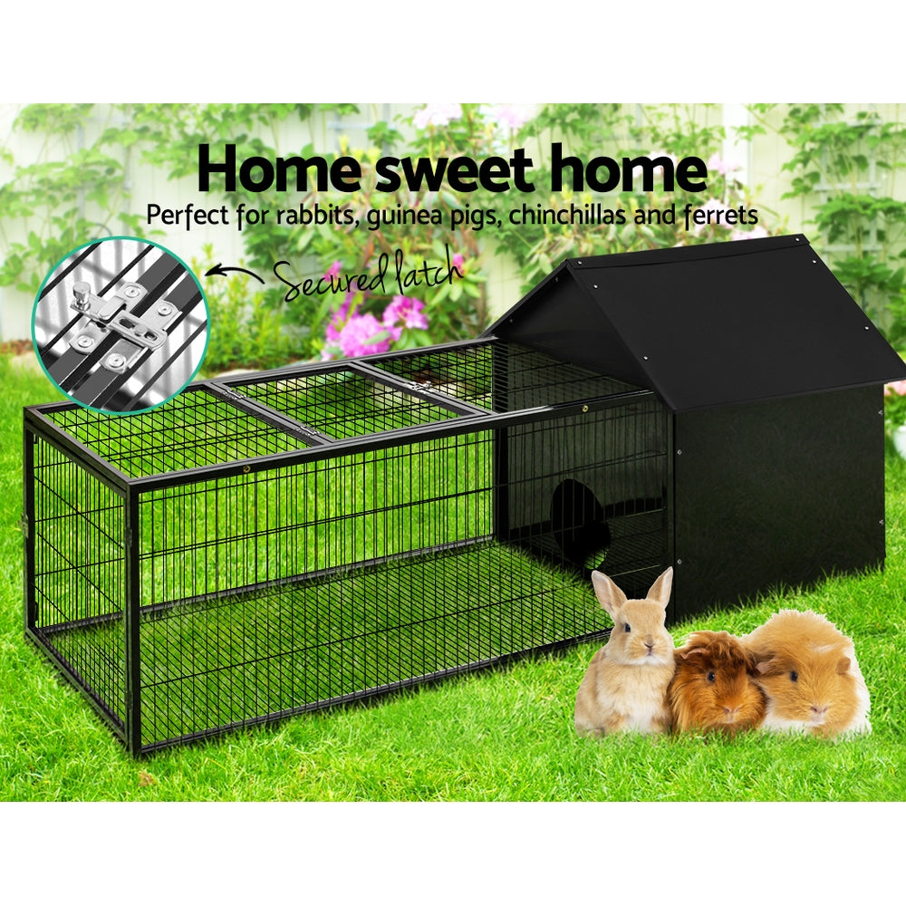 i.Pet Rabbit Cage Hutch Cages Indoor Outdoor Hamster Enclosure Pet Metal Carrier 162CM Length - SILBERSHELL