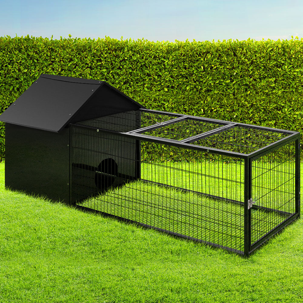 i.Pet Rabbit Cage Hutch Cages Indoor Outdoor Hamster Enclosure Pet Metal Carrier 162CM Length - SILBERSHELL