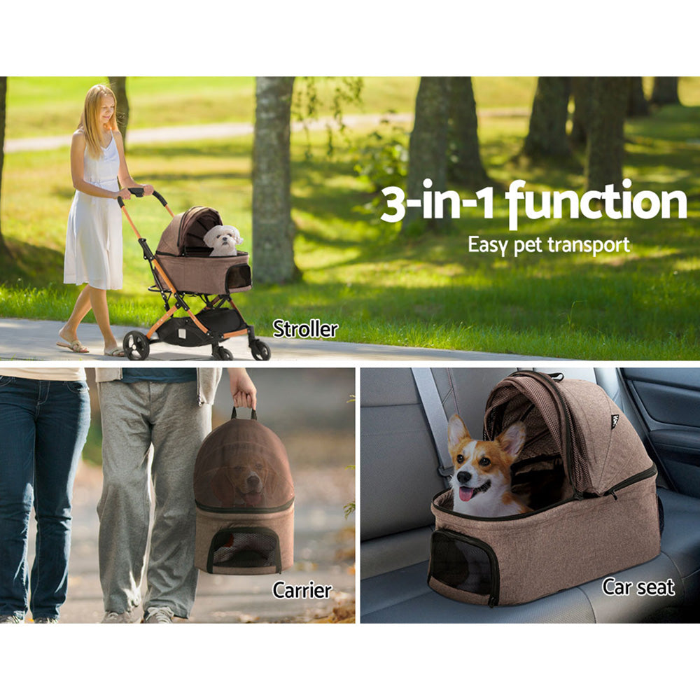 i.Pet Pet Stroller Dog Pram Large Cat Carrier Travel Pushchair Foldable 4 Wheels - SILBERSHELL
