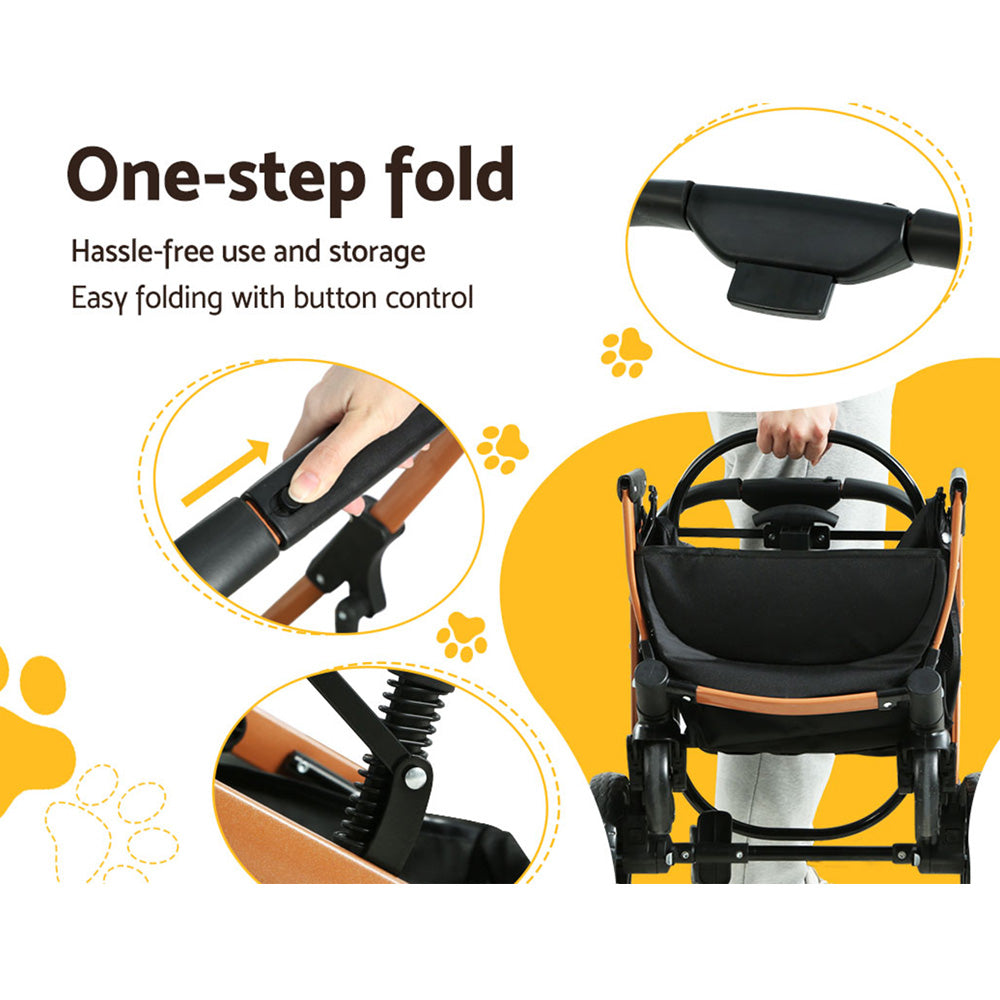 i.Pet Pet Stroller Dog Pram Large Cat Carrier Travel Pushchair Foldable 4 Wheels - SILBERSHELL